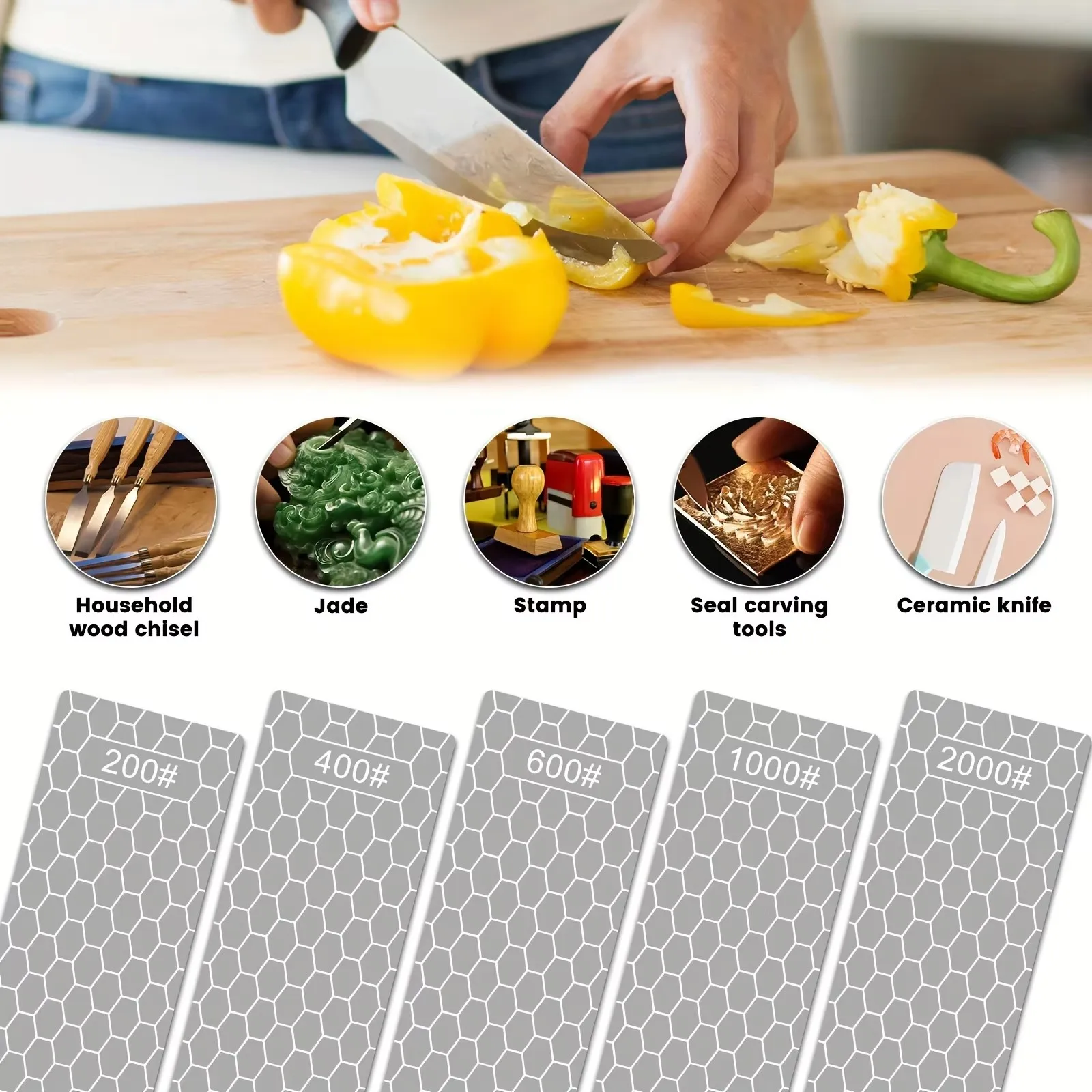 151MM Diamond Knife Sharpener Girt 240-1000# No Base Kitchen Sharpening Stone Woodwork Grinding System DIY Grinder Tool