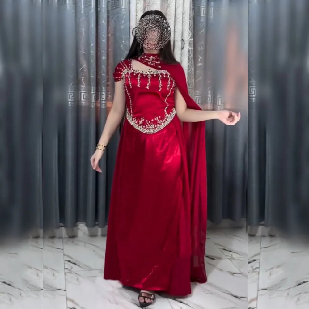 カスタマイズされた絶妙なプロムガウンロングショールサウジアラビアフォーマルイブニングドレスオーダーメイドの機会プロムウェディングパーティーグリッター