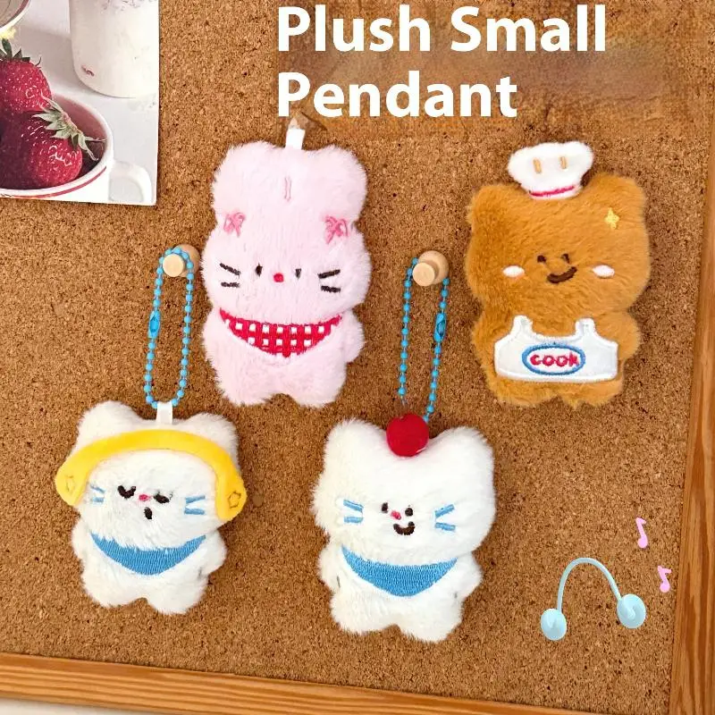 Cute Cartoon Plush Animal Toy Pendant Keychain Kawaii Cat Rabbit Stuffed Doll Ornament Backpack Decoration Pendant Accessories