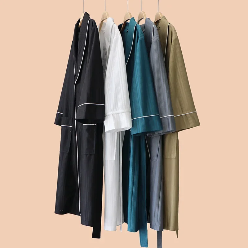 2025 New Sleep Robe Spring Cool Thin Style Couple Bathrobe Grade Sense Summer Medium Long Style Morning Robe Yukata Female