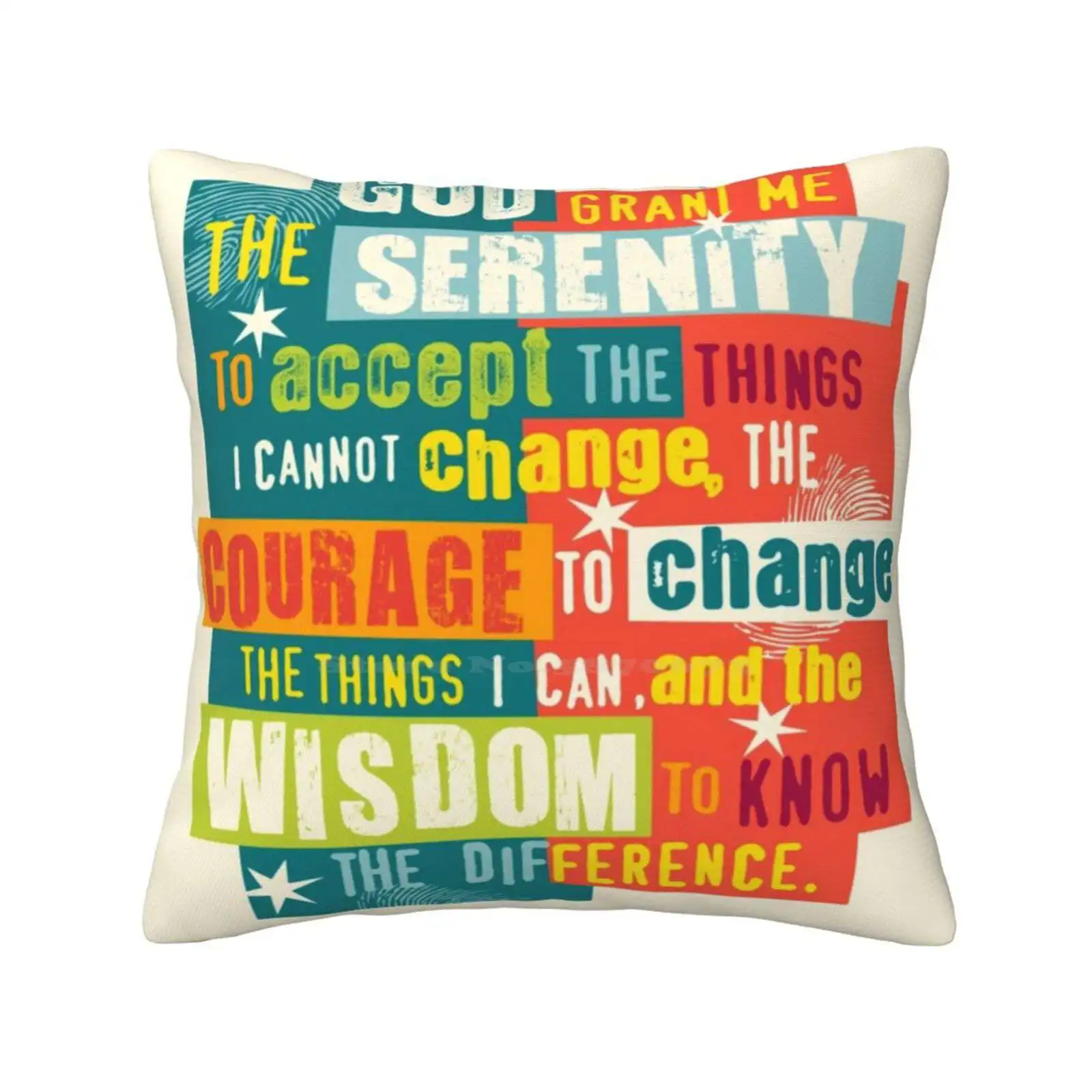 Serenity Prayer Original Graphic Design Pillow Cover Hug Pillowcase Serenity Prayer Inspirational Inspiring Recovery Addiction