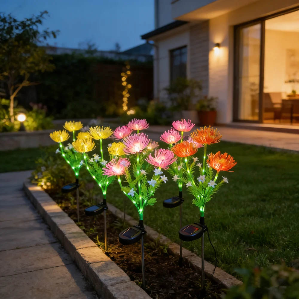 

Solar Outdoor LED Light Weddding Garden Lamp Solar Flowers Light with Glowing Flowers & Stems for Garden Pathway Deck Yard Decor