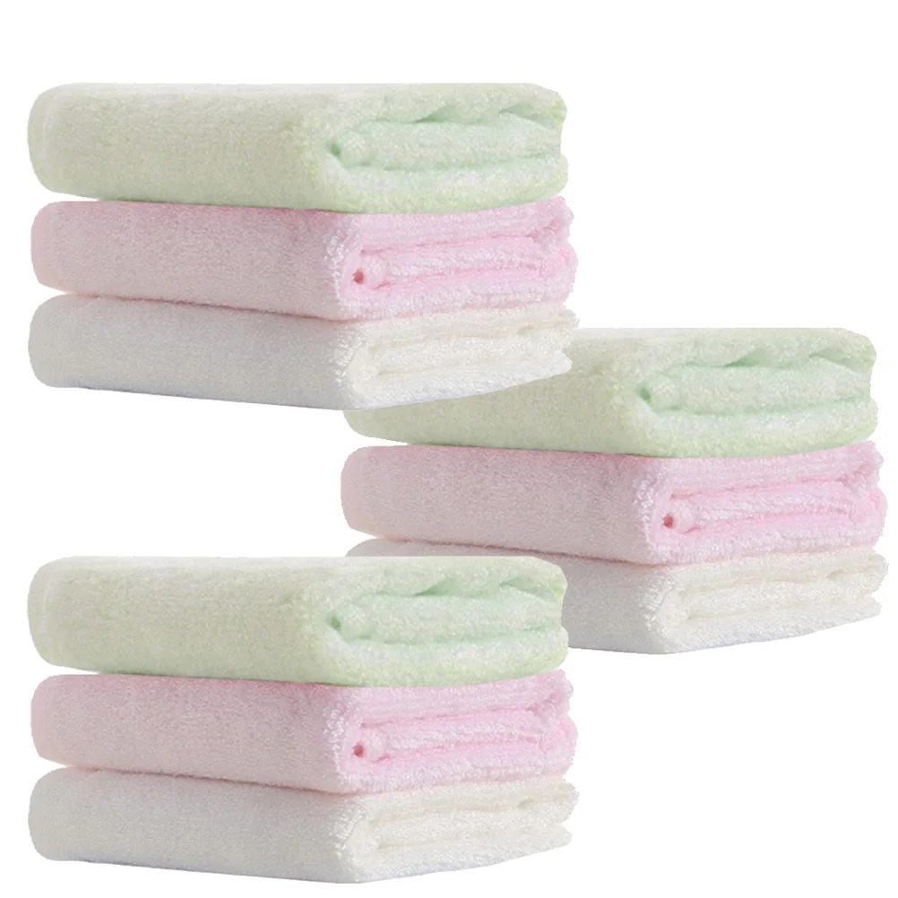 

9pcs Bamboo Fiber Baby Washcloths Towels Newborn Square Towels White Green 3pcs Each Soft Reusable Water