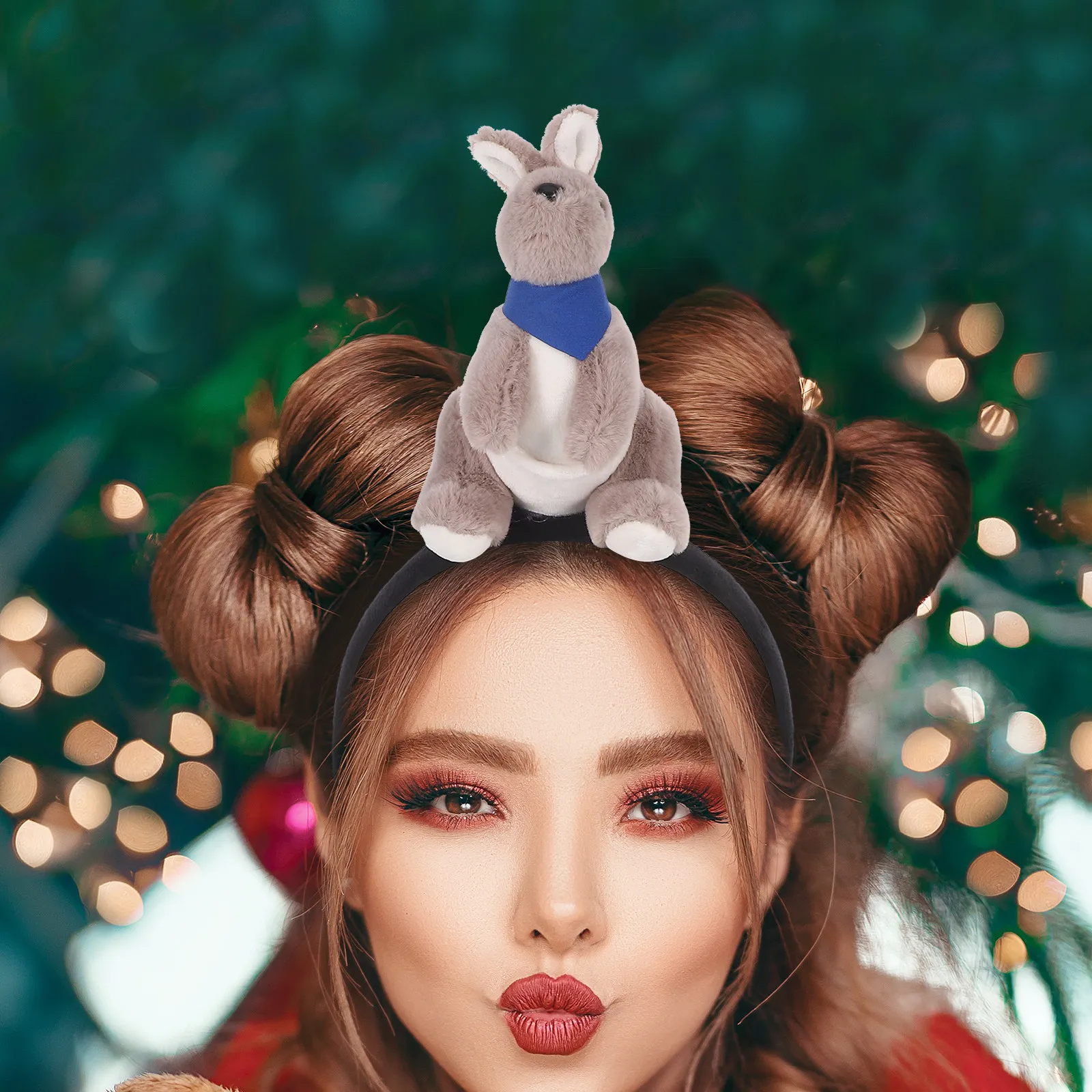 Niedlicher Känguru-Haarreif mit 3D-Stofftier-Design für Kindergeburtstage, Rollenspiele, Alltagskleidung, Familienausflüge und Themenpartys