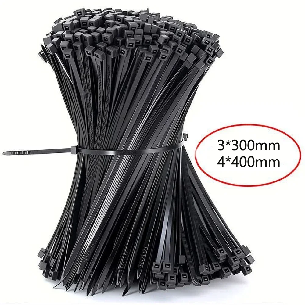 100Pcs Self-locking Plastic Nylon Tie Black Fastening Strap Cable-Tie-Set Cable Zip Fastening Tie Wraps Strap Tie