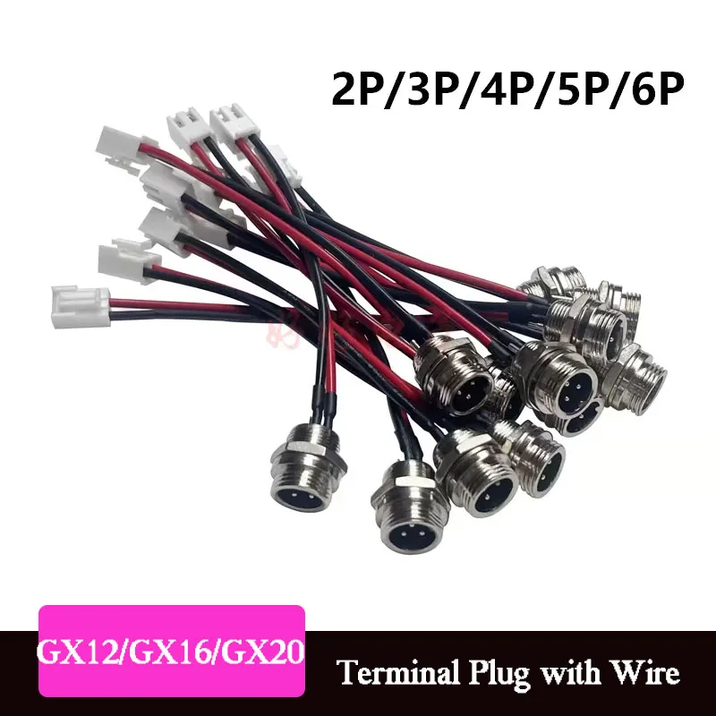 2Pin GX12 GX16 GX20 Male Socket to XH2.54 Terminal Cable M12 3/4/5/6Pin Aviation Plug Wire Connector 15-30cm Extension Line