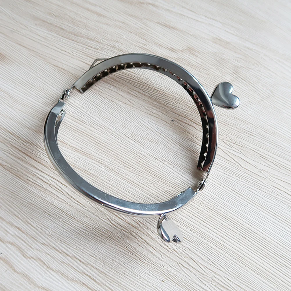 하트 모양 동전 지갑 프레임 반원형 8.5cm 철 가방 액세서리 빈티지 각인 녹 방지 DIY 핸드백