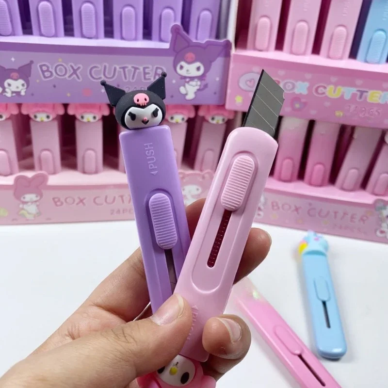 Sanrio Hello Kitty cuchillo multiusos dibujos animados Anime lindo Kuromi cuchillo de corte de papel portátil papelería para estudiantes suministros escolares regalos