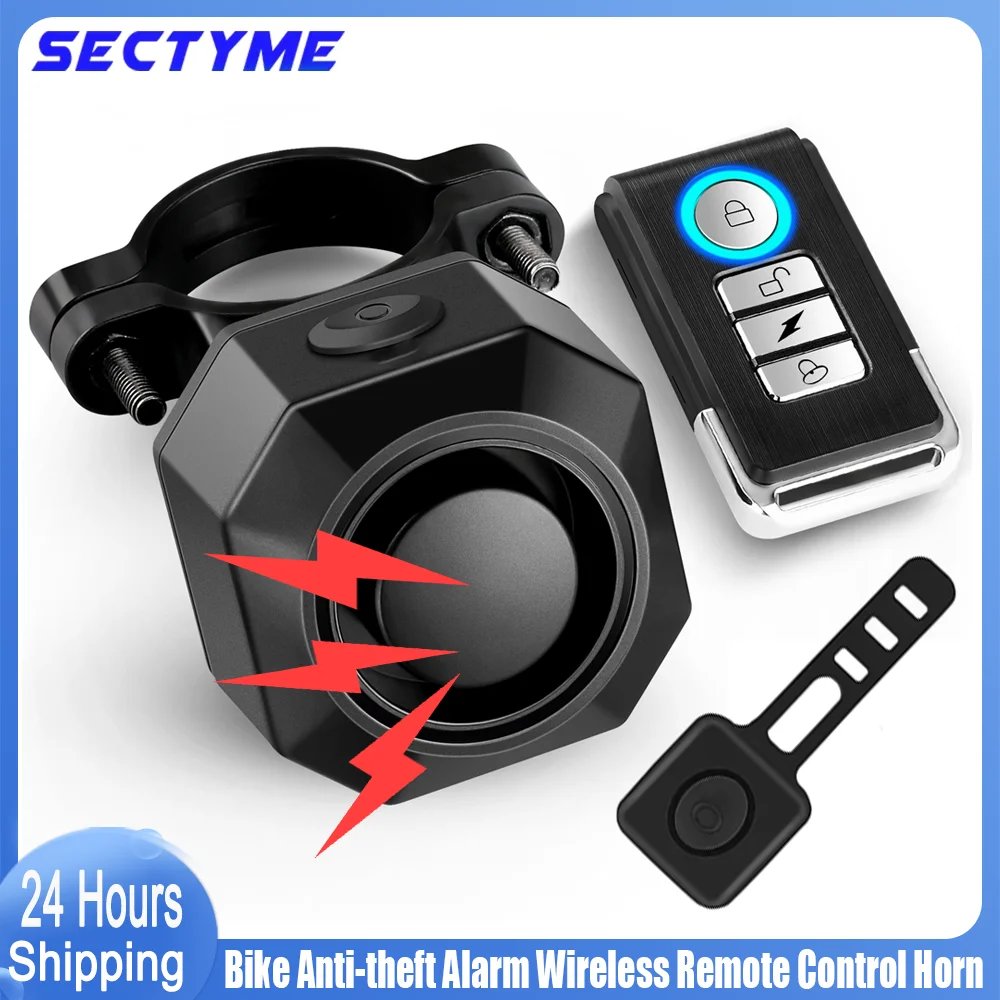 Sectyme Bike Alarm Wireless Waterproof Bicycle Alarm Security-protection Alarm Security System USB Charging Remote Control