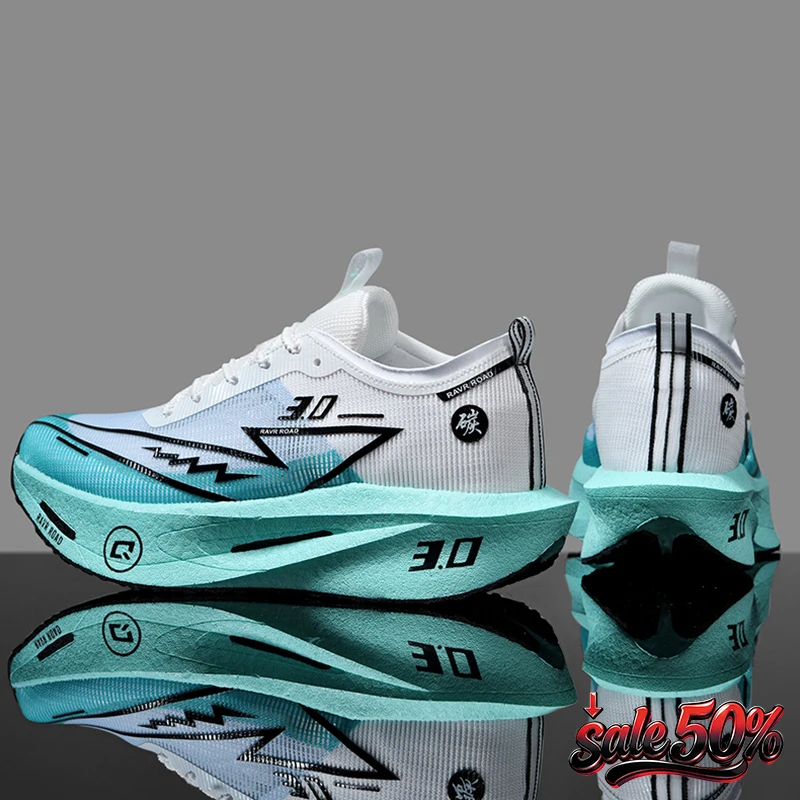 

New Air Cushion Jogging Shoes Running Shoes Carbon Board Marathon Men Sports Breathable Lightweight Women's Nonskid Sneakers