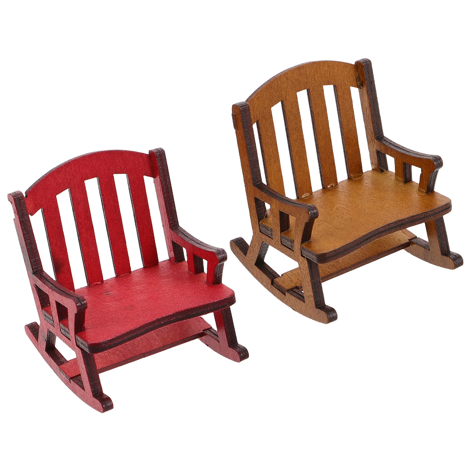 2 pezzi mini sedie a dondolo casa delle bambole in legno arredamento per mobili in miniatura per espositore da tavolo ornamento da giardino fatato gioco per bambini