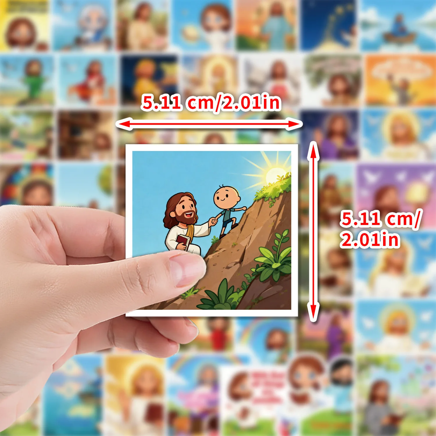 10/30/50PCS Jesus Cartoon Square Sticker DIY Phone Laptop Luggage Skateboard Graffiti Decals Fun for Kid