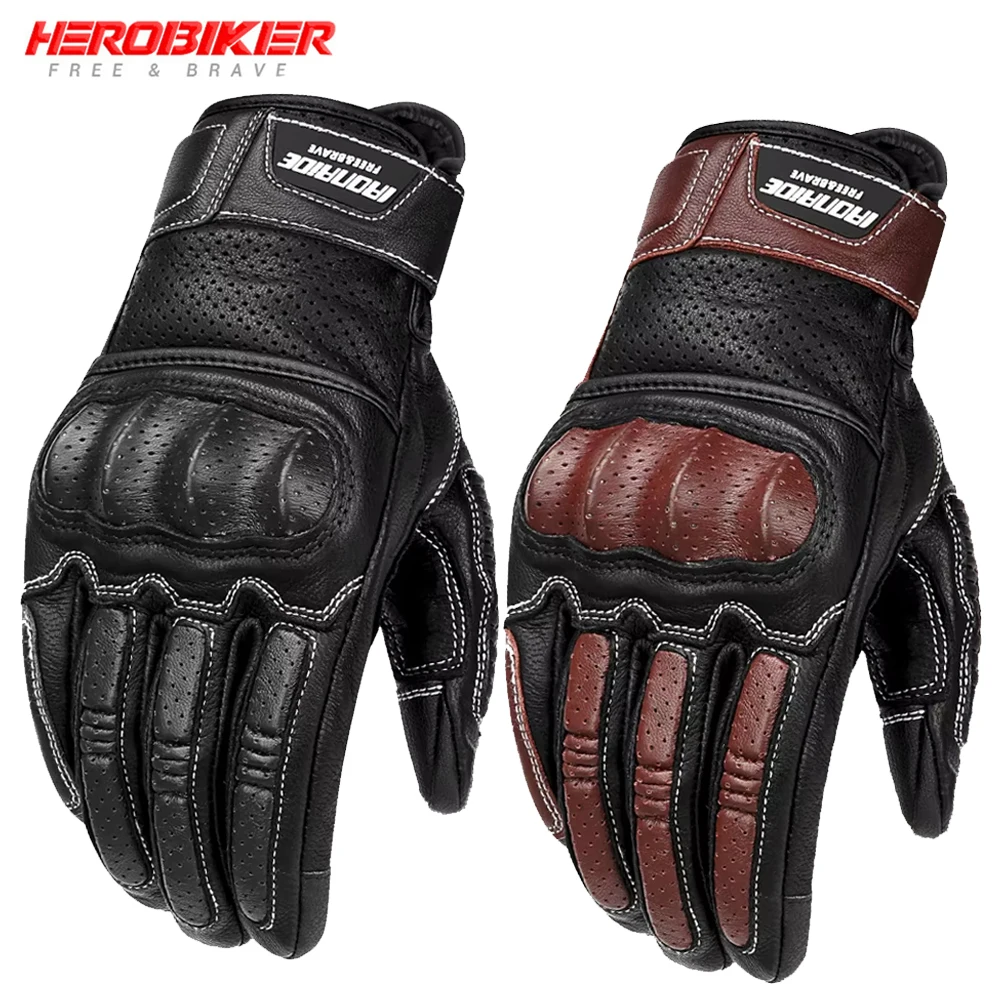 

Мотоциклетные кожаные перчатки с закрытыми пальцами и защитой от ветра и падения