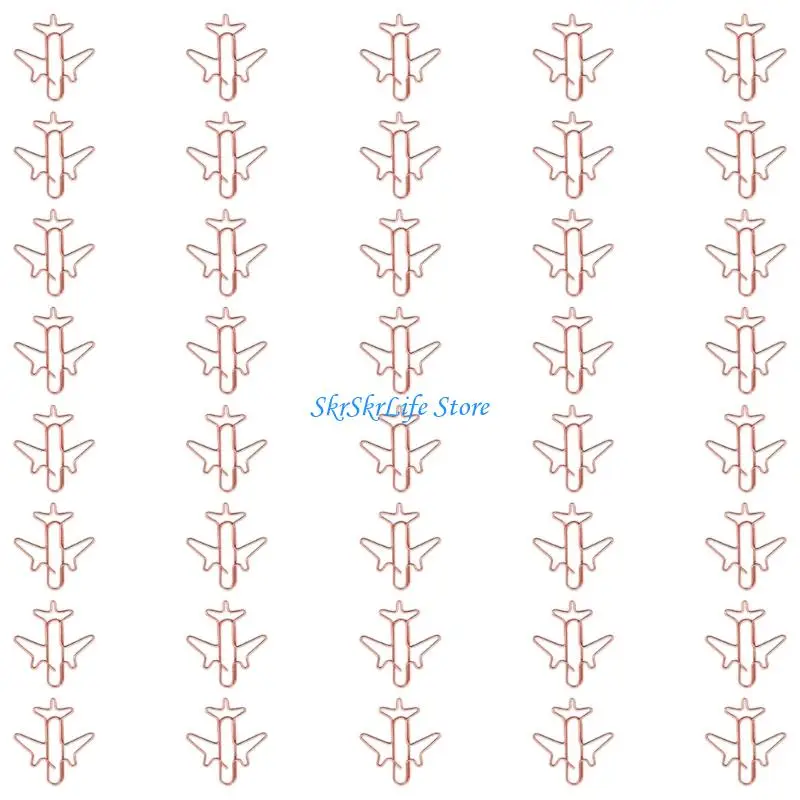 E65E 50Pcs Aircraft Metal Paper Clip 38x30mm Colored Bookmarks Page Clips For Document Photo Note Card Picture Management