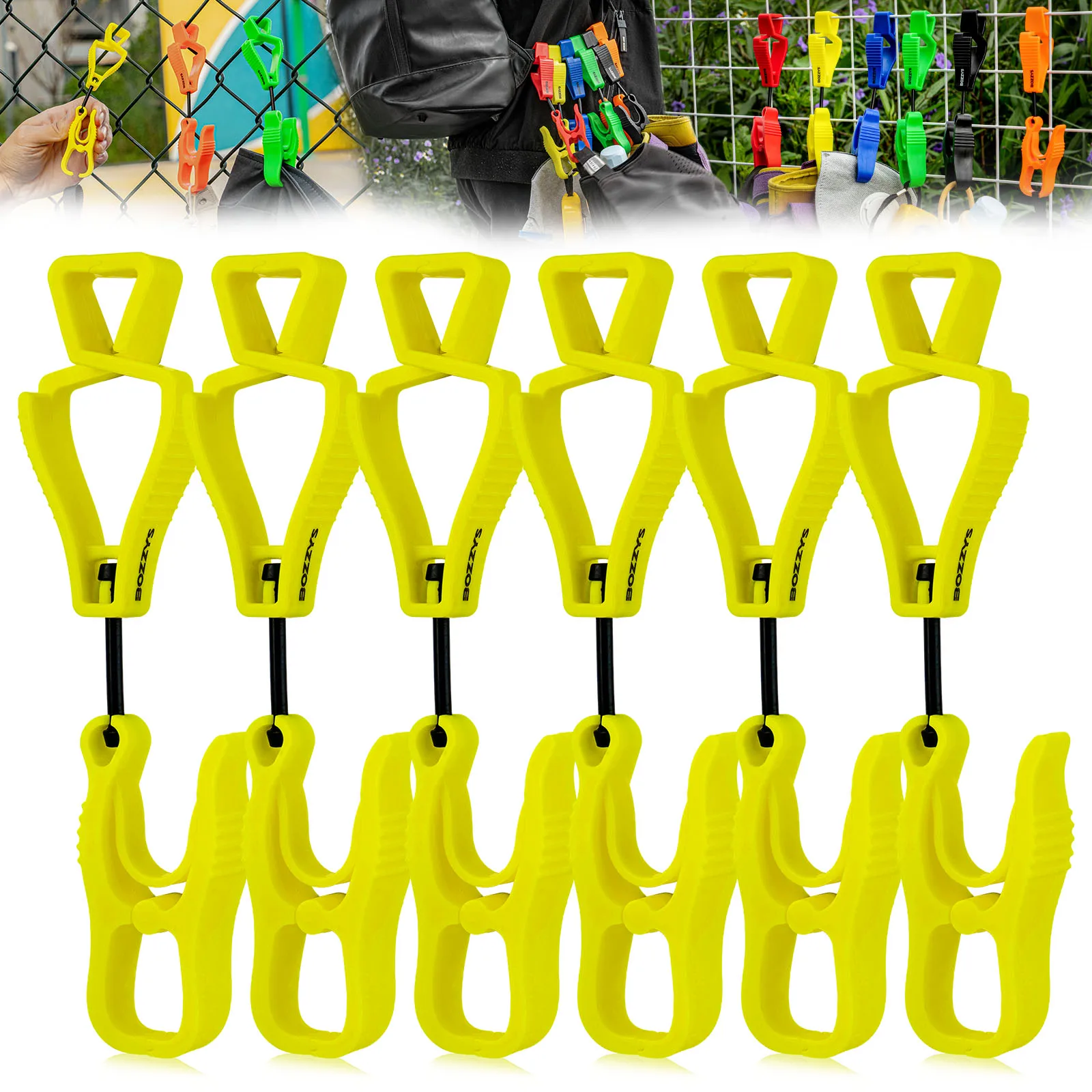 BOZZYS 6 Pack Glove Clips For Work Glove Holders Glove Clip Hanger Safety Glove Holder Plastic Working Gloves Clip Work Clamp