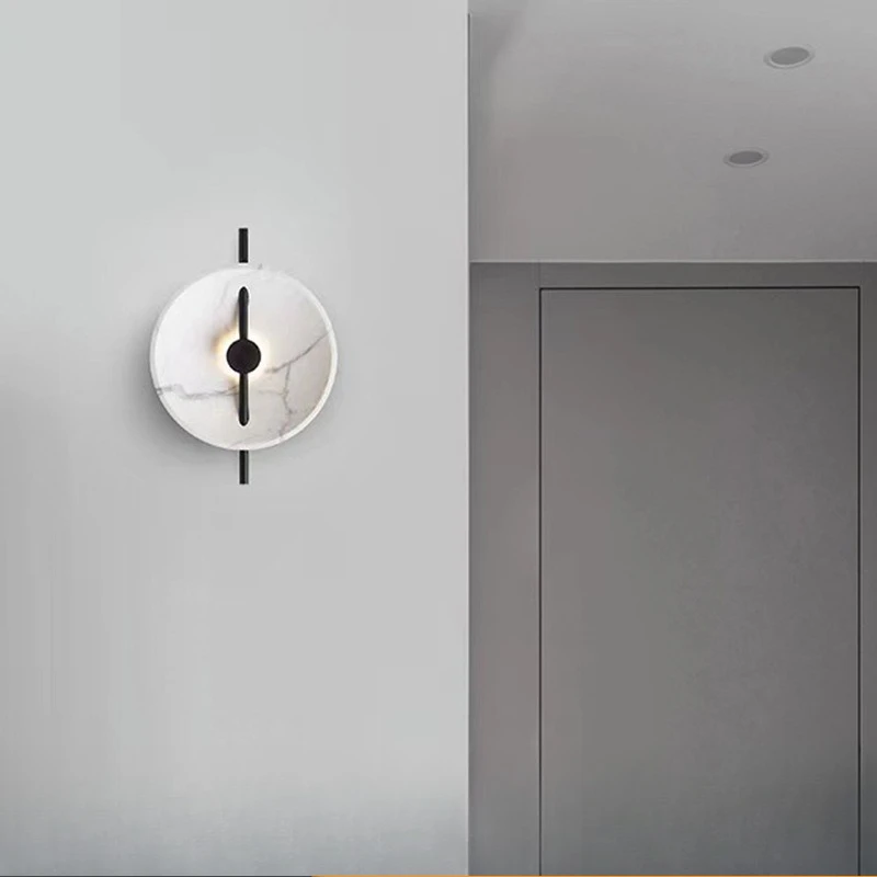 

Modern light luxury living room background wall wall lamp imitation marble blue and white porcelain resin decorative wall lamp