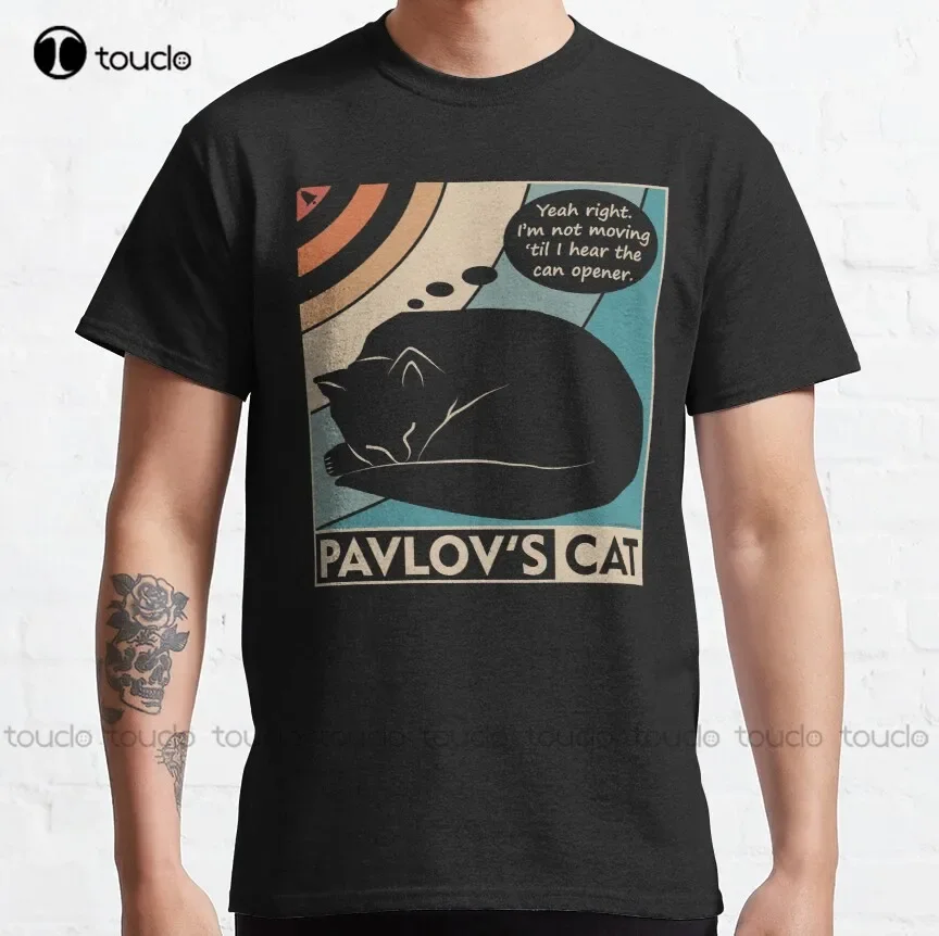 Pavlov'S Cat Funny Psychology (Clr) Classic T-Shirt Black T Shirt Cotton Outdoor Simple Vintag Casual Tee Shirts Xs-5Xl Unisex