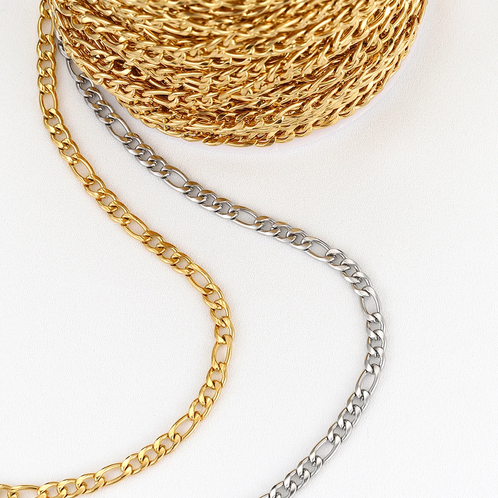 Wholesale Trendy 1Meter/2Meters Stainless Steel Chain for Unisex Simple Necklace Bracelet Choker Jewelry Making DIY Accessories image 2
