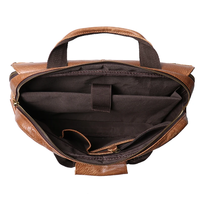 Bolsa crossbody de couro de grande capacidade para senhoras, pasta de couro, retrô europeu e americano, bolsa portátil masculina de 14\
