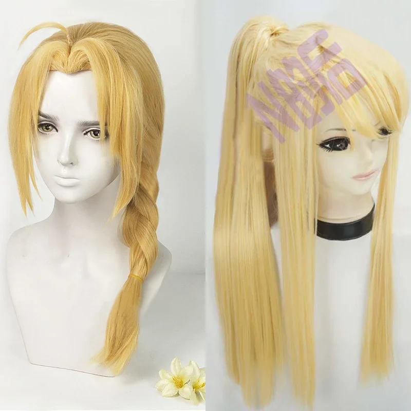 Edward Elric Long Braided Cosplay Wig Anime Fullmetal Alchemist Winry Rockbell Heat Resistant Cosplay Hair Wigs   Wig Cap