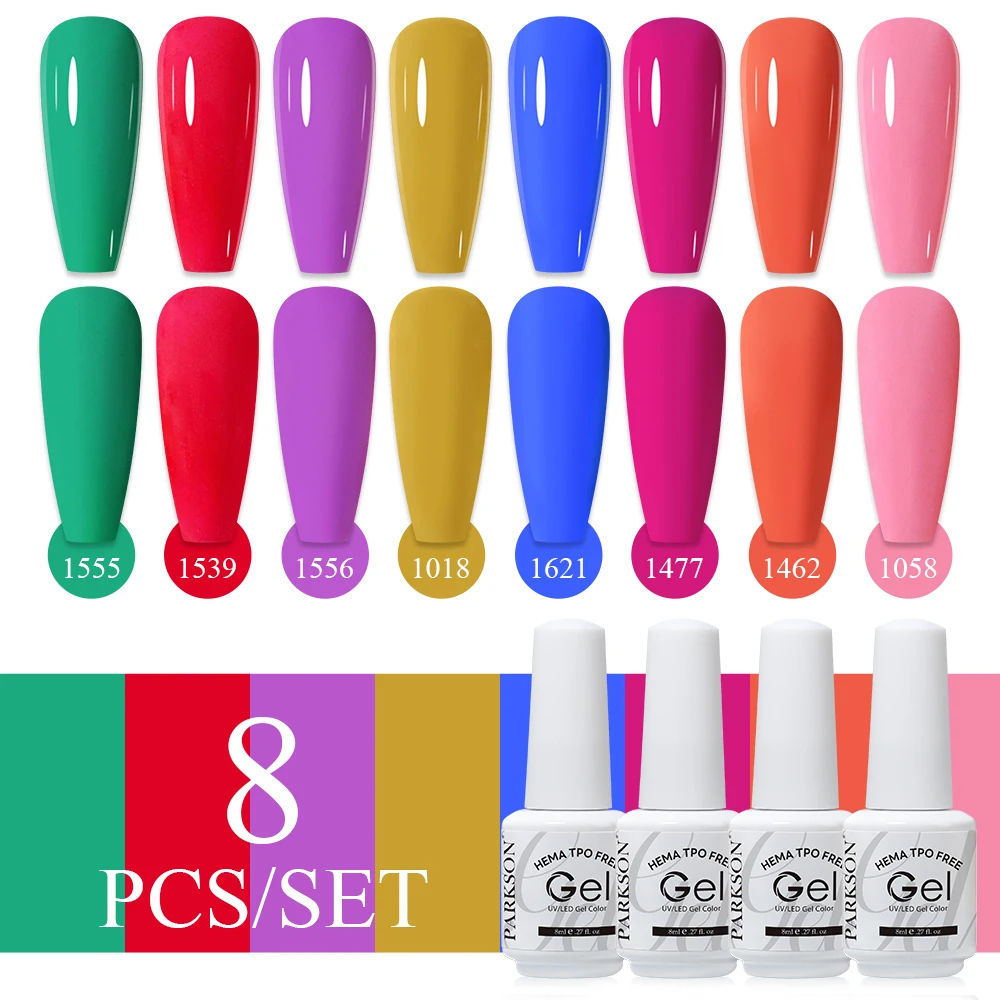 Parkson Nail Gel Polish Kit HEMA TPO FREE Nude Pink Color Collection Self Leveling Full Coverage Nail Manicure Set 8Pcs Kit