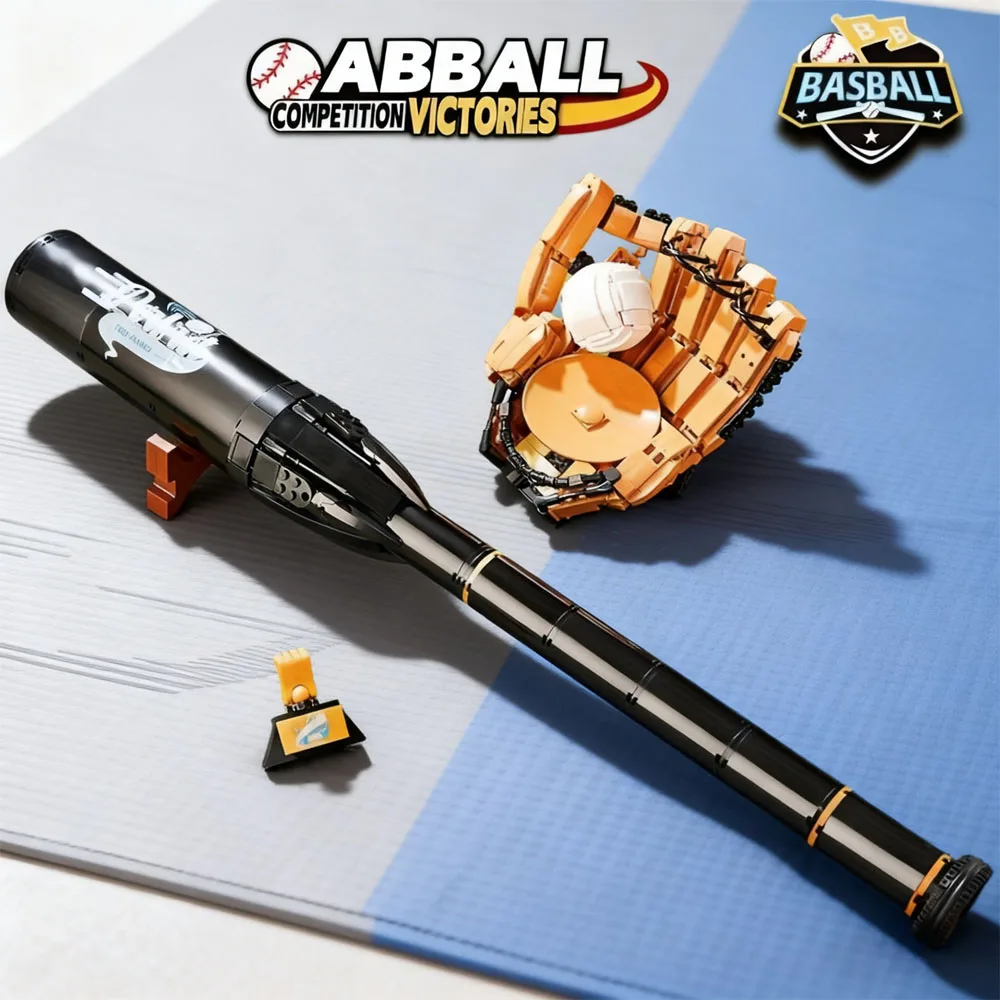 Bloques de Construcción Creativos MOC de Equipamiento de Béisbol, Ladrillos Técnicos Super Bowl, Set de Modelo Deportivo, Regalo Ideal para Adultos, Cumpleaños