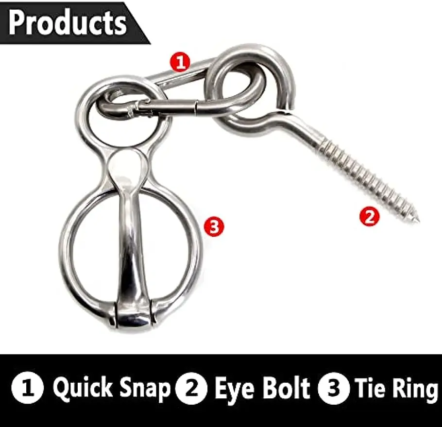 1PCS Tie Ring for Horses Safe Horse Accessories with Eye Bolt, Humane Way to Tie, Durable Steel Material