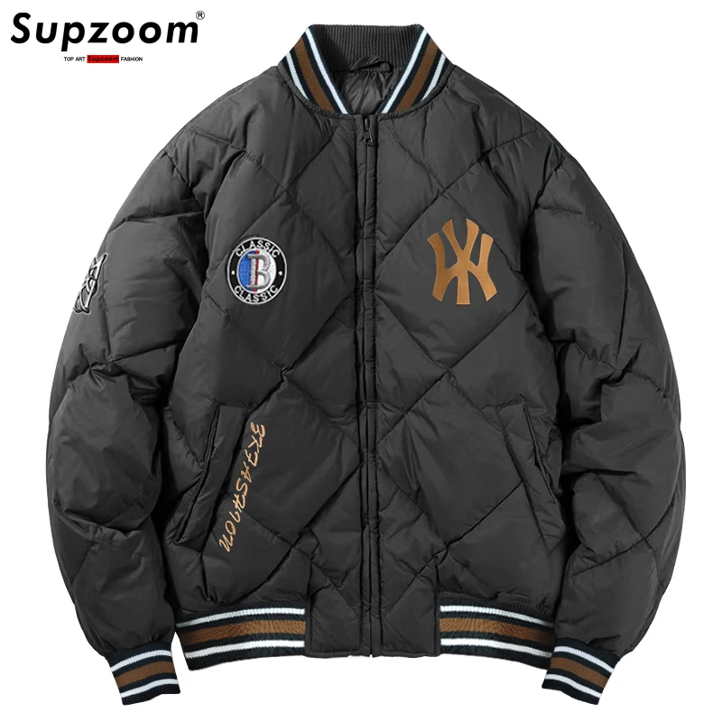 Supzoom 2022 New Arrival Hip Hop Embroidery Couples Top Fashion Casual Winter Coat Warm Baseball Bomber Down Jacket Men Brand