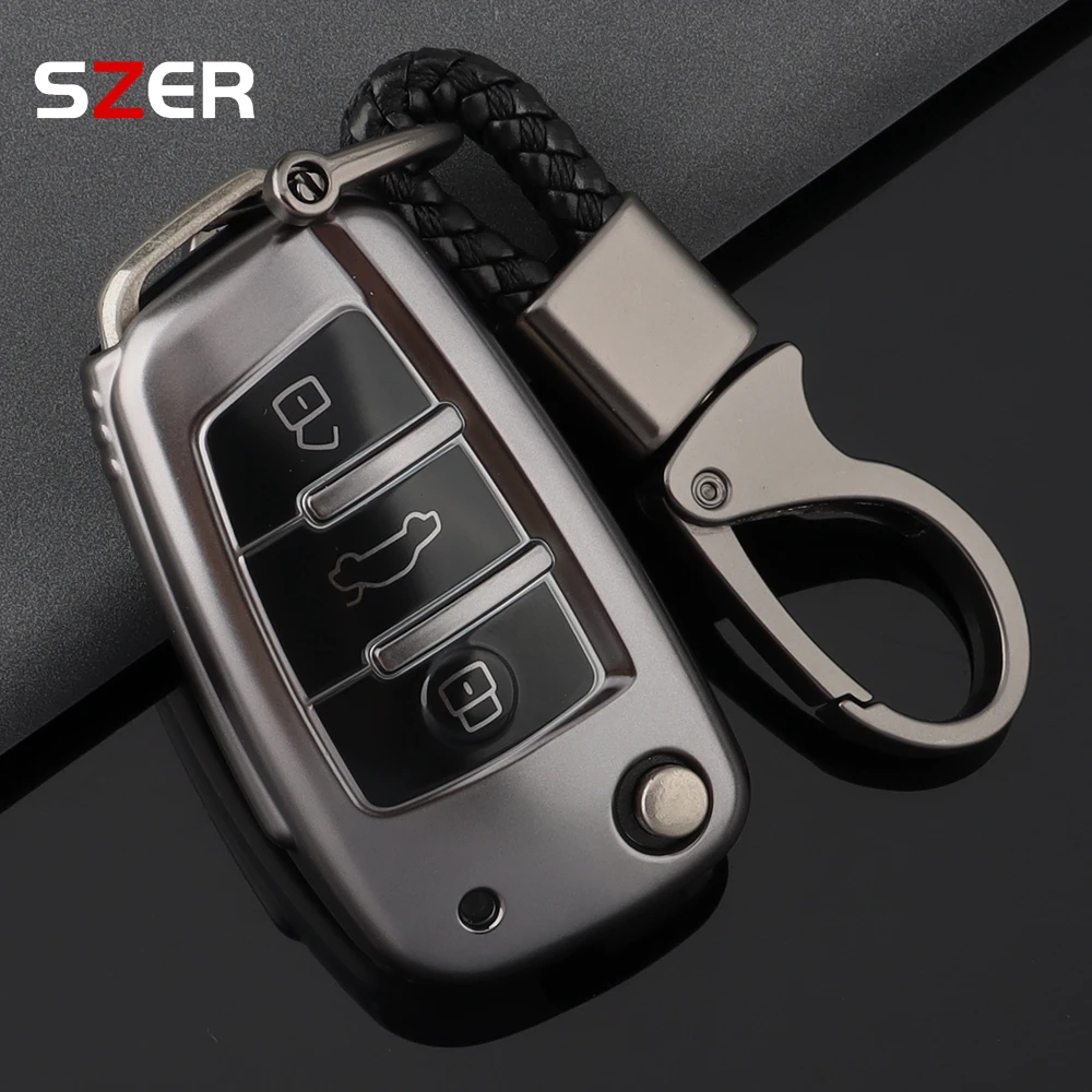 Waffengraue TPU-Autoschlüsselhülle für Audi C5 C6 R8 A1 A3 A4 A5 A6 A7 Q3 Q5 Q7 S6 B6 B7 B8 8P 8V 8L TT RS RS3 S3