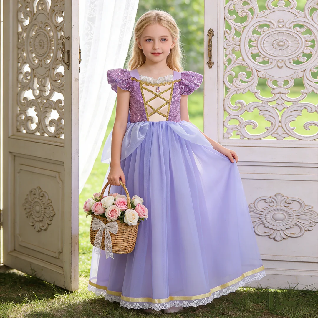 Kids Sleeping Beauty dress princess dress girl role play elegant romantic fairy tale princess dress
