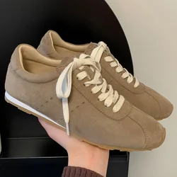 women's natural suede leather lace-up flats sneakers leisure high quality soft comfortable female espadrilles breathable shoes