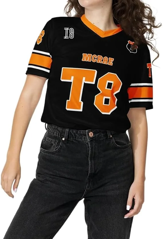 Tate Mcrae Football Jersey 2025 Miss Possessive Tour  Tshirt  Short Sleeve Vneck  Tshirt Men/women Novelty Top image 5