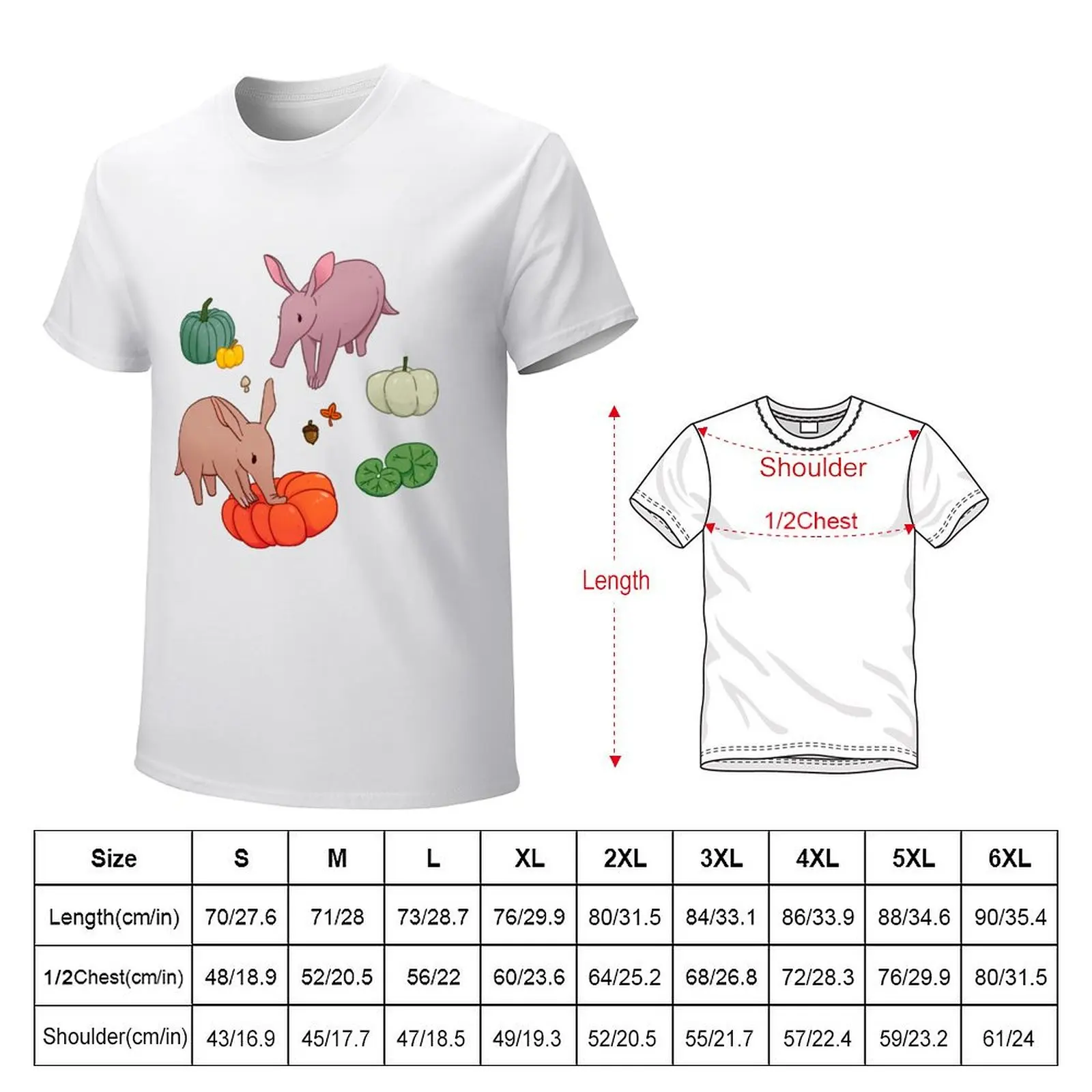 Aardvark and pumpkins 2 T-shirt vintage clothes anime clothes mens vintage t shirts