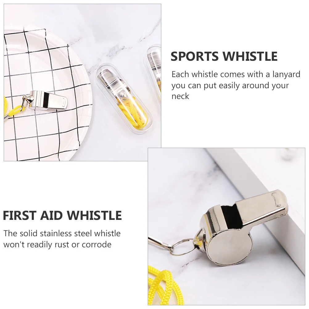 

12Pcs Stainless Steel Portable Sports Whistles Loud Emergency Outdoor Referee Survival Whistles with Lanyard Safety Tools