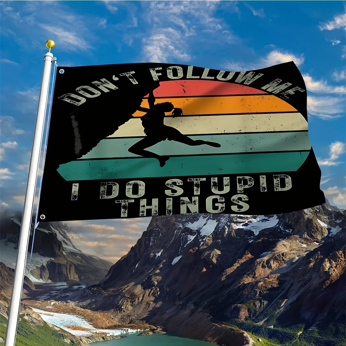 Don't Follow Me I Do Stupid Things Rock Climbing Flag Premium Polyester Outdoor Decor Banner