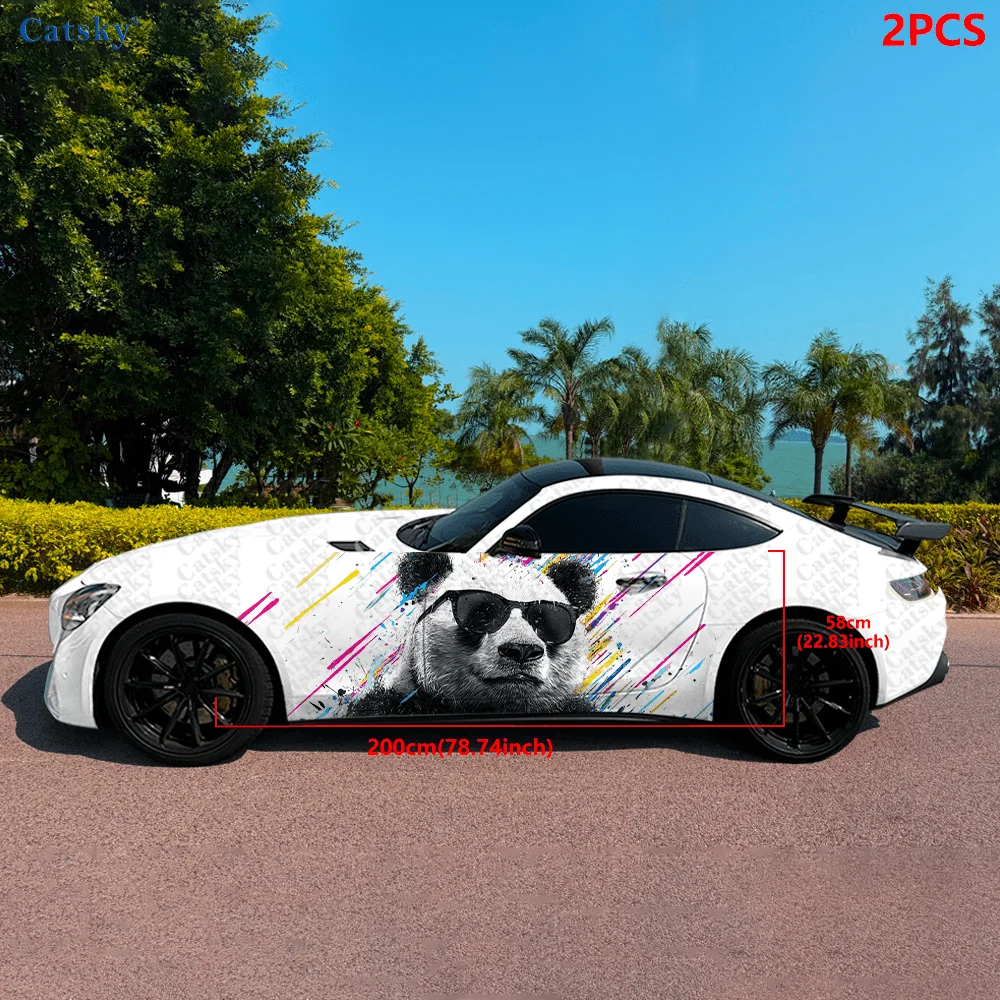 Colorful Panda High Quality Creative Pattern Stickers Car Body Door Side Two Fashionable Stickers Two Decorations Suitable for A