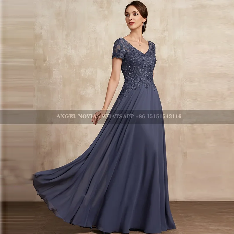 

Long A Line Stormy Blue Mother of Bride Dresses for Woman Wedding Party Gown vestidos de fiesta elegantes 2024 para boda