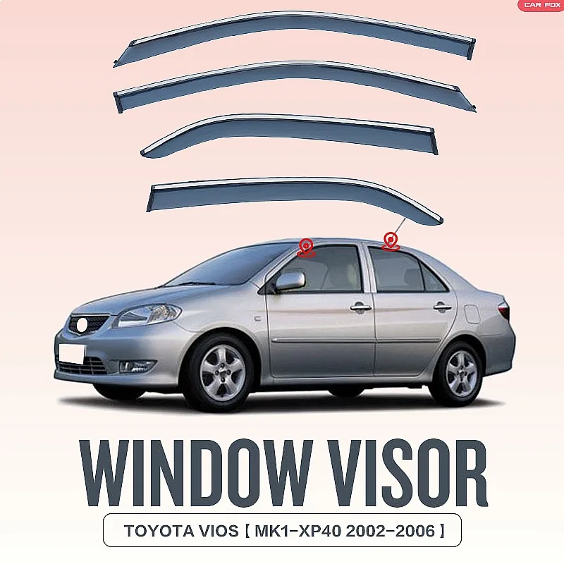 

For Toyota Vios Sedan Hatchback 2002-2022 Car Window Visor Rain Sun Shade Awning Side Shield Accessories