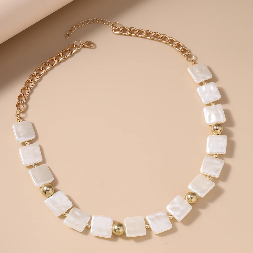 Aihua Boho Vintage Muschel-Anhänger-Halskette für Damen, modisch, barock, geometrisch, natürliche Muschel, weiße Perlenkette, Party-Schmuck – Detail 5