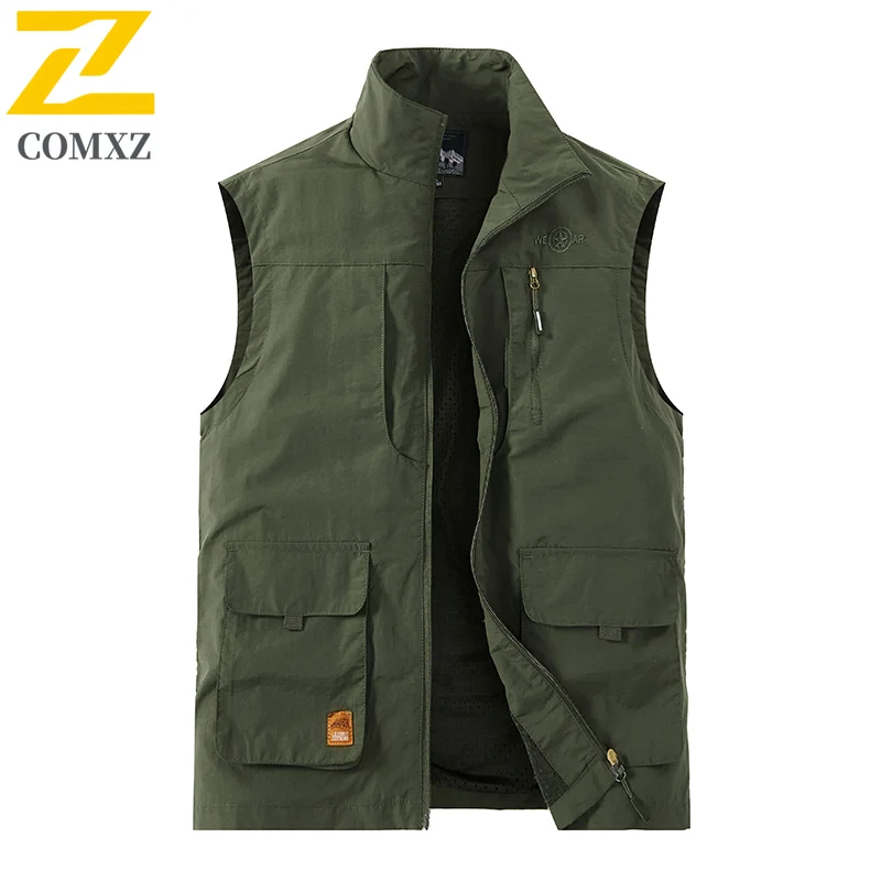 

Outdoor Fishing Work Vest Retro Men's Stand Up Collar Mountaineering Hunting Coat Mesh Breathable Men Sleeveless Jacket 5XL 6XL
