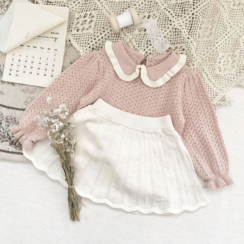 

Baby Girl Princess Cotton Knitted Sweater Skirt Infant Toddler Child Knitwear Solid Color Summer Spring Autumn Baby Clothes 0-3Y