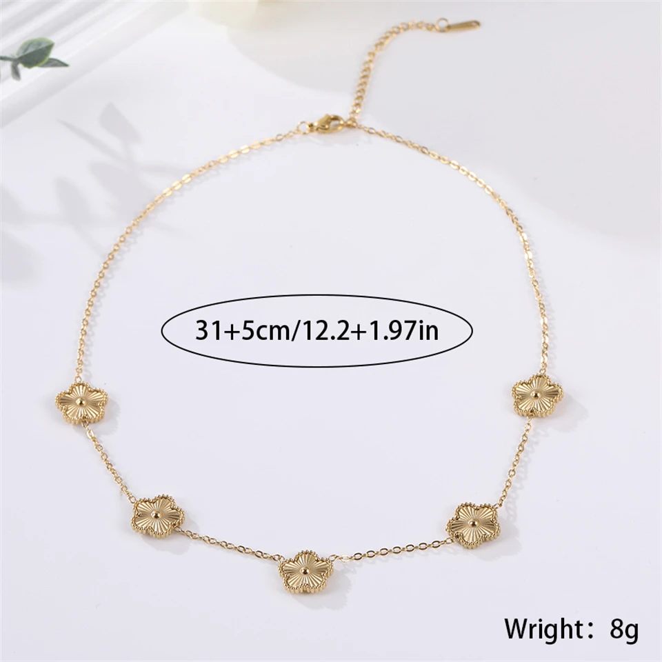 UILZ Simple 304L Stainless Steel Flower Bracelet For Women Golden Plum Blossom Temperament Bracelet Daily Workday Jewelry Gift image 5