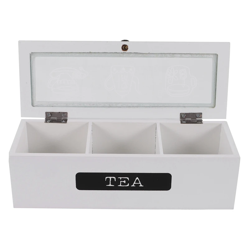 【CLEARANCE】3 Compartments Bamboo System Tea Bag Storage Box Jewelry Organizer Tea Box Organizer Wood Sugar Packet Container