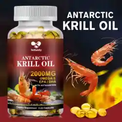 Antarctic Krill Oil Capsules 2000 mg with Omega-3s EPA, DHA, Astaxanthin and Phospholipids, Non GMO – 120 Softgels