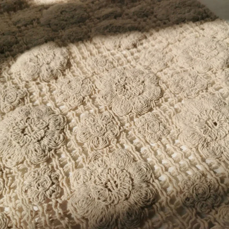 Lace Embroidered Fabric Pure Cotton Beige Curtain Dress Diy Clothing Apparel Sewing Fabrics for Diy Material Wholesale Cloth