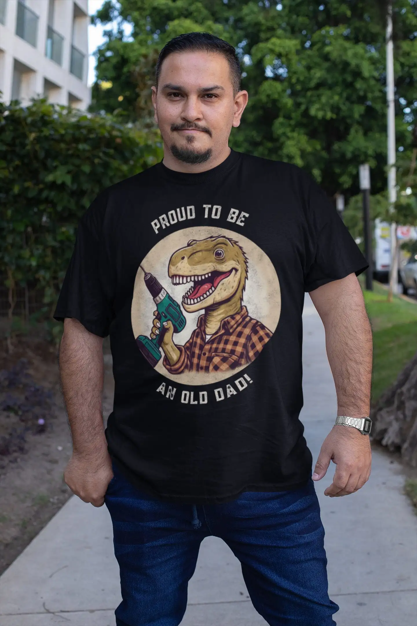 Old Dad Dino T shirt Tribute to Dads Dinosaur for Older Xennial Gen X