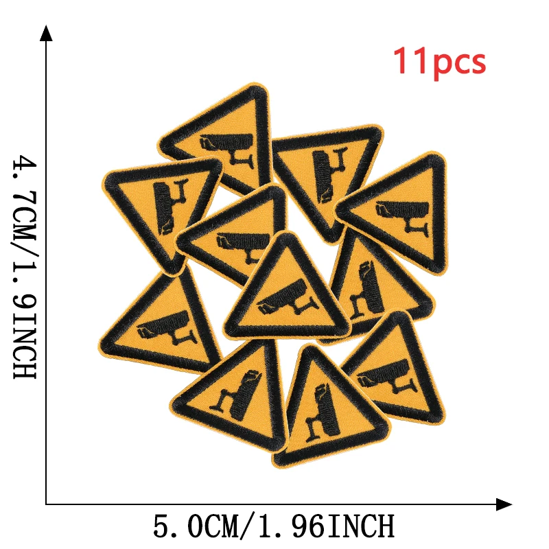 11 stücke Zeichen Verkehrs Dreieckige Outdoor Eisen Auf Patches Für Kleidung Gestickte Jacke Stoff Nähen Lot Pack Diy Coser Mochila – Detail 8