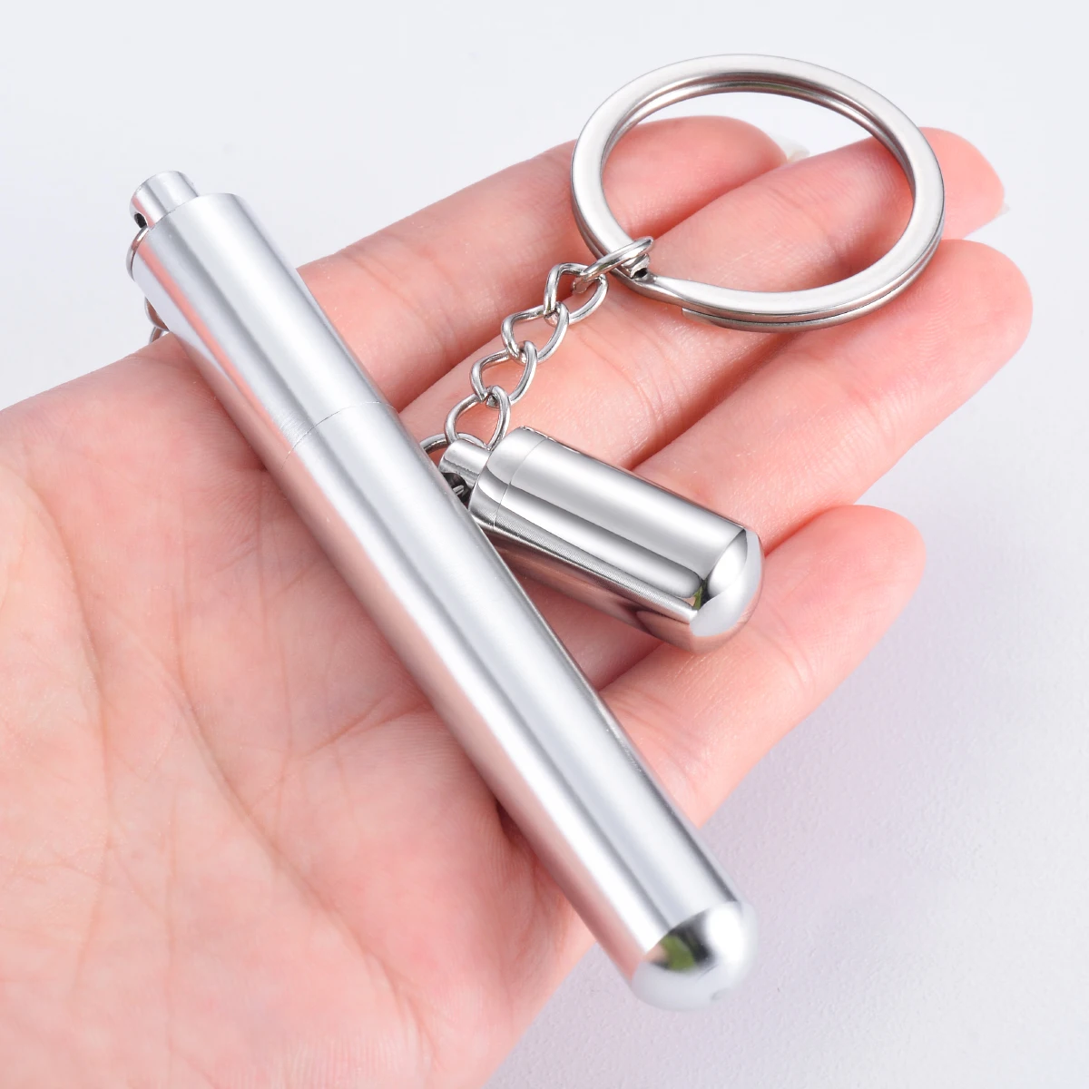 Classic Stainless Steel Cylinder Key Lock Cremation Jewelry Urn Keychain for Ashes Holder Memorial Keepsake Urn Key ring