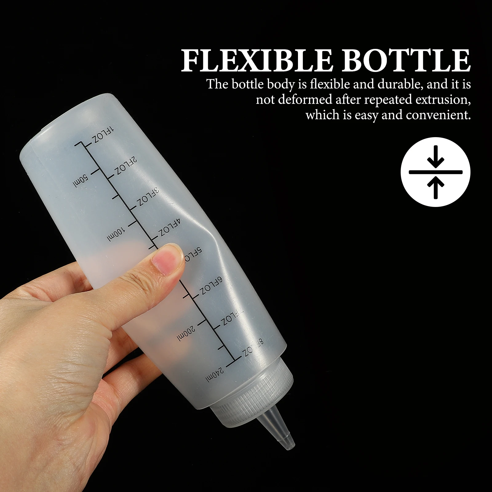

10 Pcs Squeeze Sauce Bottle PE Safe Kitchen Tool Non Deform Reusable Tough Scale Easy Squeeze Dust Proof Leak Proof Lid Smooth