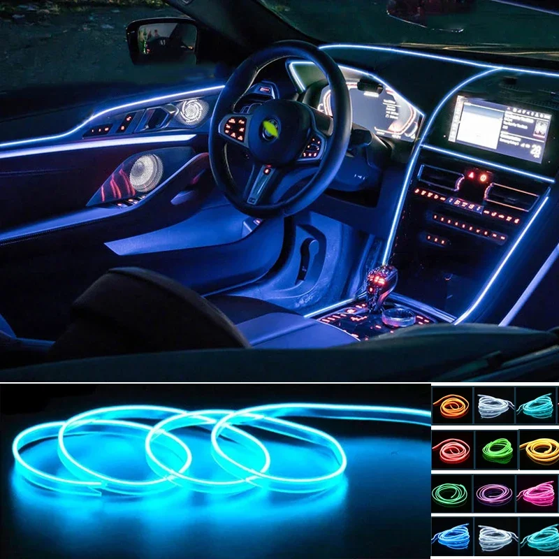 1M/2M/3M/4M/5M Car Interior Light Ambilight Atmosphere Lighting LED Strips Neon Light Strip Party Auto Decoration Ambient Lamp